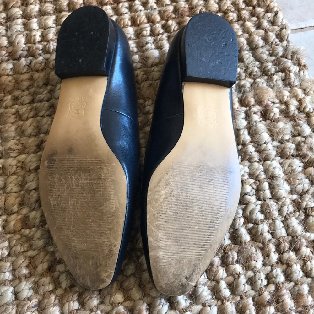 Vintage Navy and Gold Elephant Ros Hommerson Leather Loafers